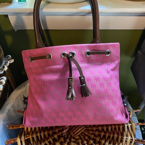 Dooney& Bourke Pink Canvas Vintage Designer Tote Bag - Picture 1 of 8